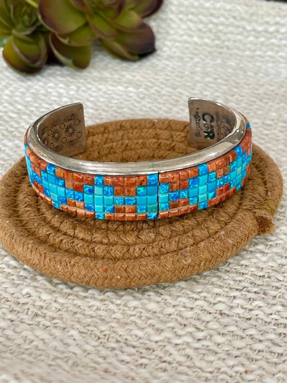 Gorgeous Handmade Sterling Silver & Multi Stone Cuff Bracelet